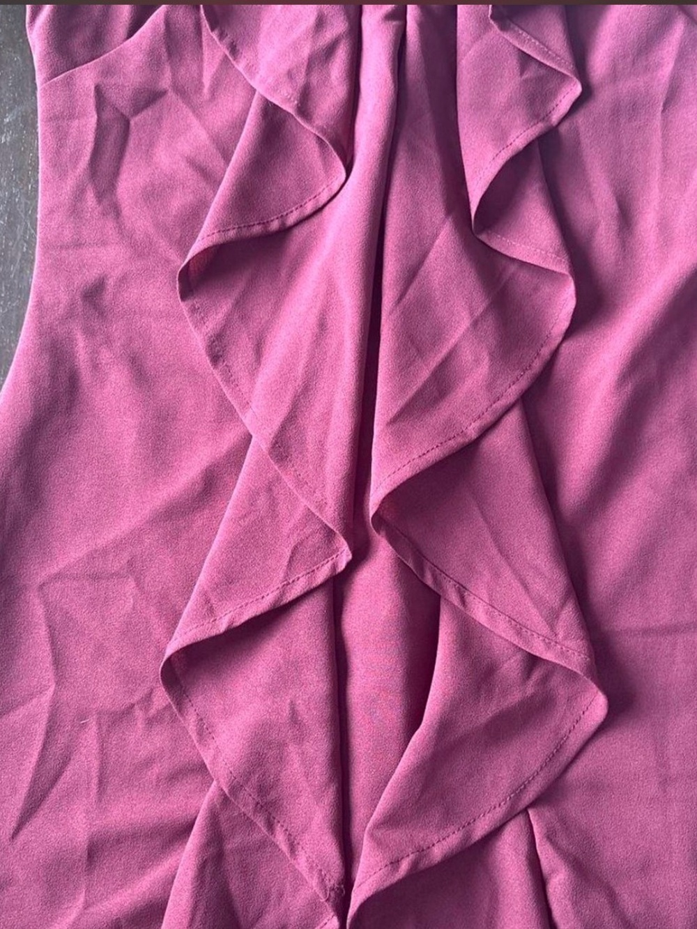 VENUS Halter Mini Dress with Front Ruffle in Wine - Picture 2 of 3